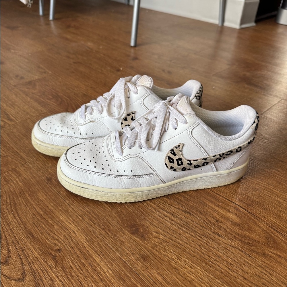 Nike White and Leopard Print Sneakers